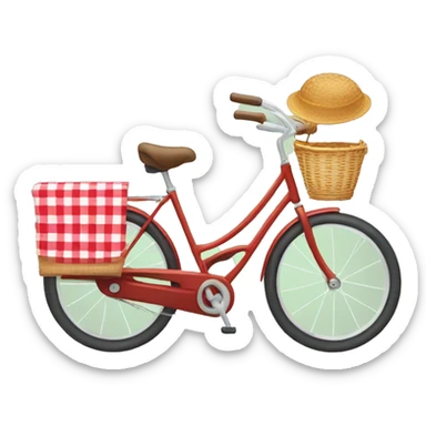 Bike with picnic attached to basket  sticker