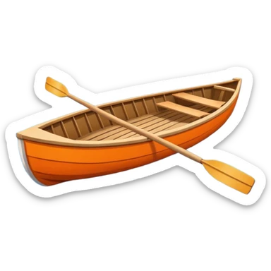 Rowing boat on sunset with pontoon in the background sticker