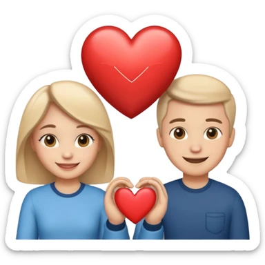 An in love couple with a heart above them, enjoy style sticker