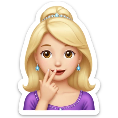 Emoji coquette, shy smile, hand near mouth (simplified), tiny sparkles, soft gradient background, 512x512, transparent background

 sticker