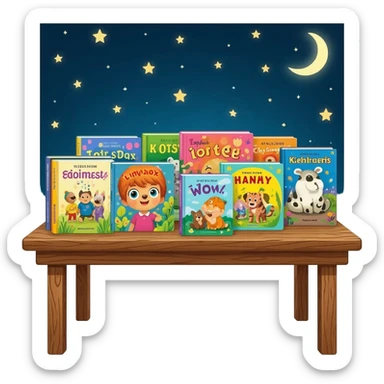 books storytime, night stars bäckground sticker