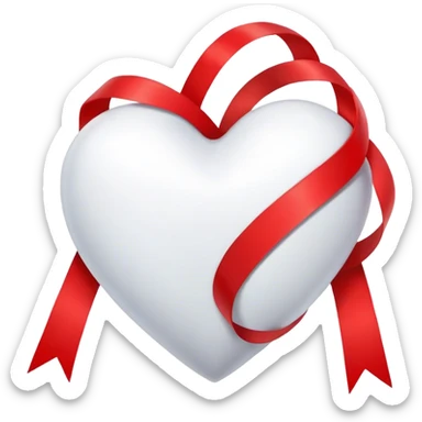 White heart with ribbon sticker