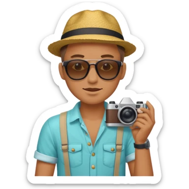fotographer with summer clothes and sun glasses sticker