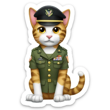 The military cat salutes sticker