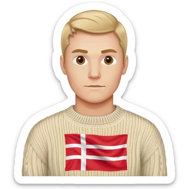 Danish man in sweater with danish flag sticker