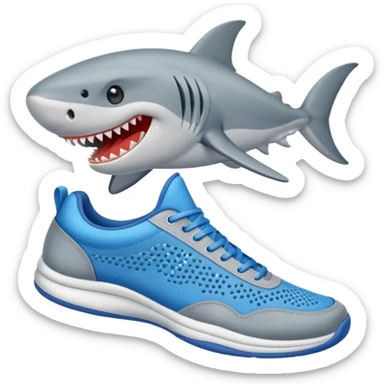 Un tiburón con zapatos tenis azules  sticker