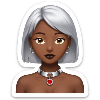 luxury fetish collar, silver chrome, smooth rounded metal, dominant erotic mood sticker