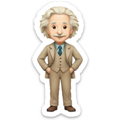 a jovial looking albert Einstein full body  sticker