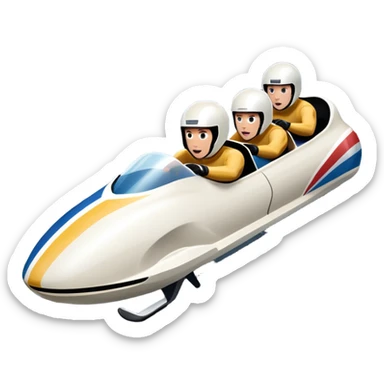 An icon featuring a sleek bobsled with athletes racing down an icy track at high speed, helmets on and bodies aligned for aerodynamics. Surrounded by icy curves, snowbanks, and a wintry mountain backdrop. Transparent background captures the thrill and precision of bobsleigh. sticker