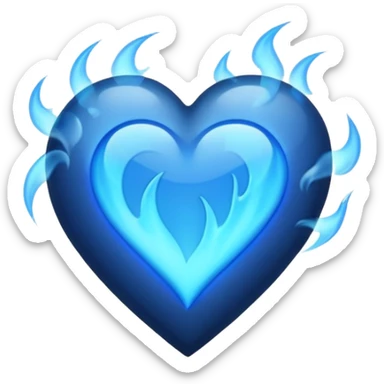 Black heart with blue flames sticker