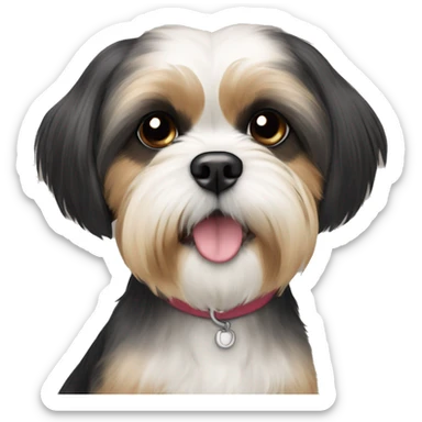 black and tan shih tzu maltese mix black head and face fur sticker