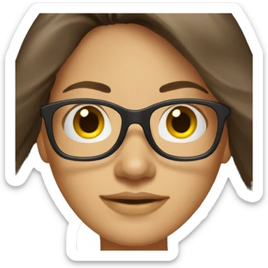 Brunette woman in her mid-30s with glasses and long hair sticker