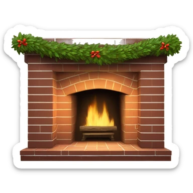 Brick Fireplace with wreath  sticker