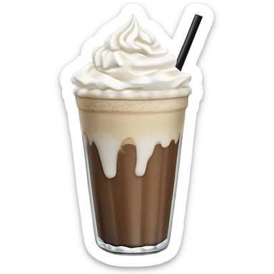 White mocha frappe in glass vase with black straw sticker