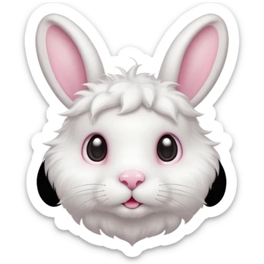A fluffy white bunny with a tiny soft beard shaped like a cloud, ears perked up and eyes sparkling with curiosity.


















 sticker