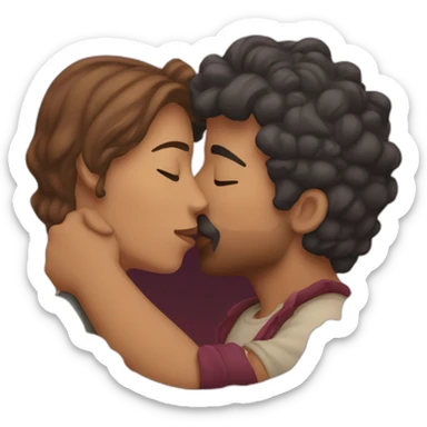 two people smooching sticker