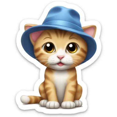 Baby cat wearing a hat sticker