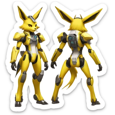 Futuristic mechanical Renamon-Jolteon-Eevee-mecha full body sticker