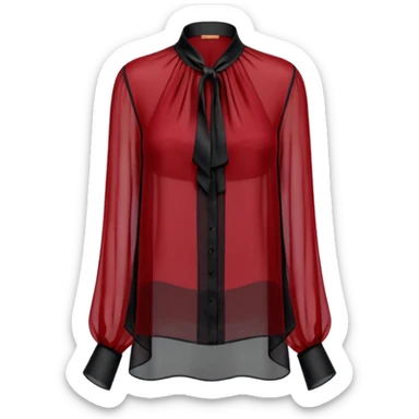 Dark red and jet black translucent womens blouse sticker