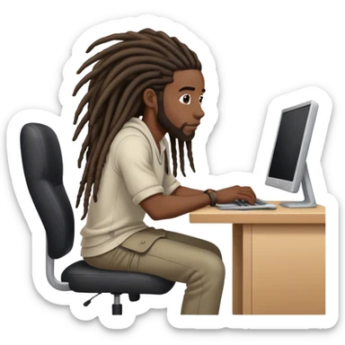 guy-with-dreads-sitting-at-computer-with-really-bad,-forward-leaning-posture sticker