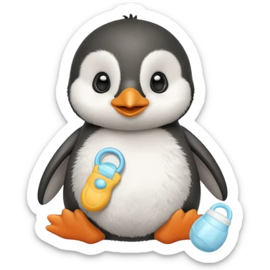 baby penguin with diaper and pacifier sticker