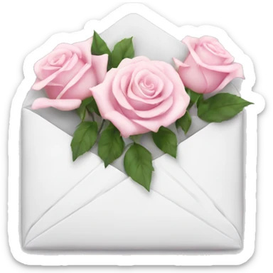 White envelope with light pink roses sticker