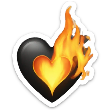 Black heart fire sticker