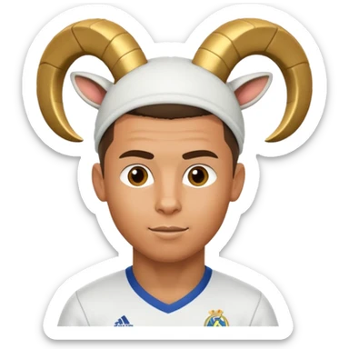 I want Ronaldo in Madrid and something over his head saying GOAT sticker