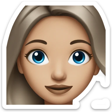 Brunett white girl with blue eyes and makeup kit sticker