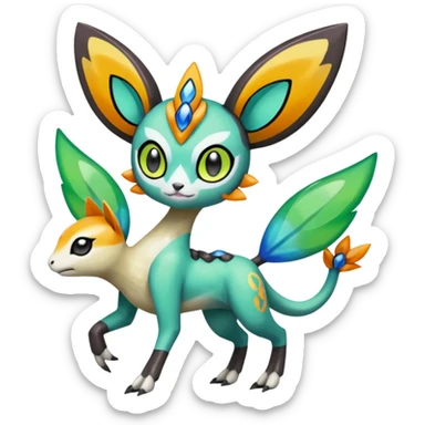 Meloetta-Vernid-Trico-Fionbri-Pokémon-Digimon-Fakémon-fusion-hybrid-creature sticker