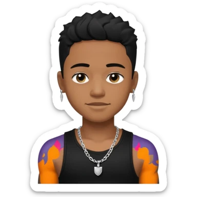 Lil Fizz medium dark skin, black hair, black tank top with necklace sticker