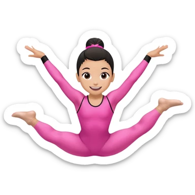 "A gymnast in black and minimal pink outfit with a smile and a look of surprise (normal skin) sticker