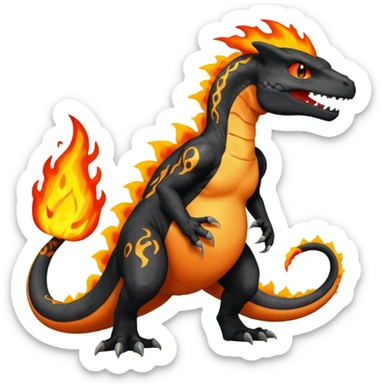 Fiery bony pregnant Charmeleon-Zeraora-Salandit-fusion sticker