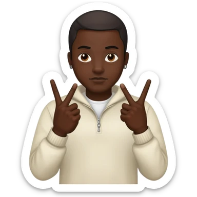 Extremely black man making gang signs sticker