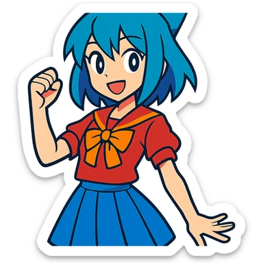 anime girl in vibrant toon style sticker