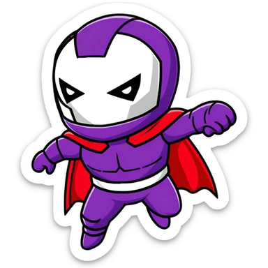 Magneto Marvel villain with red helmet and purple cape using magnetic powers sticker
