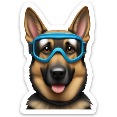 German shepard dog wearing Ski Googles  sticker