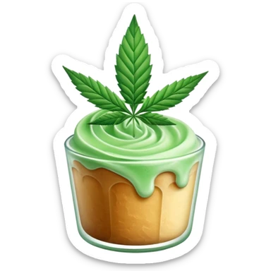 frozen dessert with cannabis leaf sticker