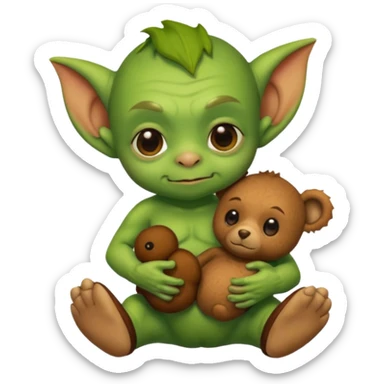 Goblin small baby  with teddy bear  sticker
