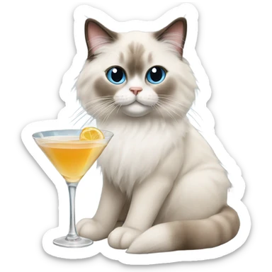 Ragdoll cat drinking martini drink sticker