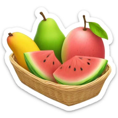 Guava, watermelon and mango in a basket sticker