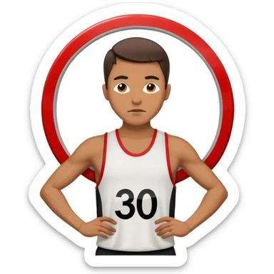 emoji de uma homem andando com roupa da ginástica com um simbolo de proibido por cima. semelhante a uma placa de transito sticker