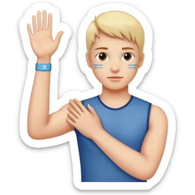 Please make an emoji where the wearer marks O or X with his arm. sticker