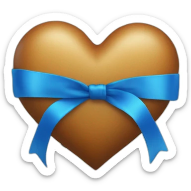 heart with blue ribbon bow sticker