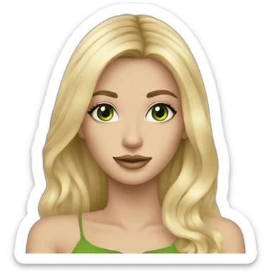 Blond long hair girl with green eyes makeup artist  sticker