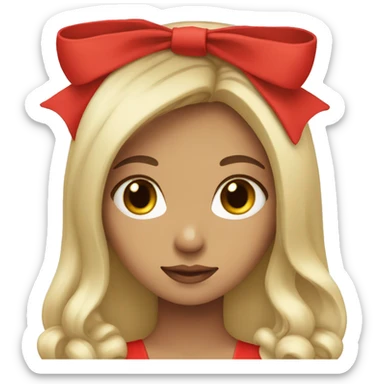 Half Brunette blonde two tone hair girl with red bow sticker