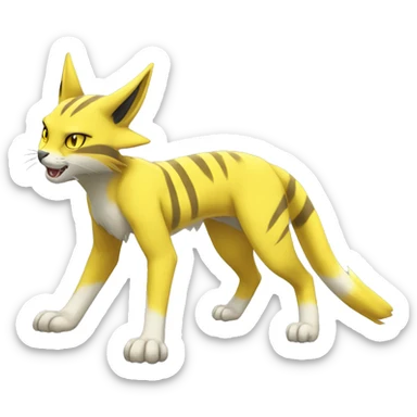 Yellow lombax-Zeraora-Renamon-cat full body sticker