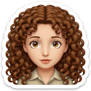 Long curly haired girl with hazel eyes and brown hair  sticker