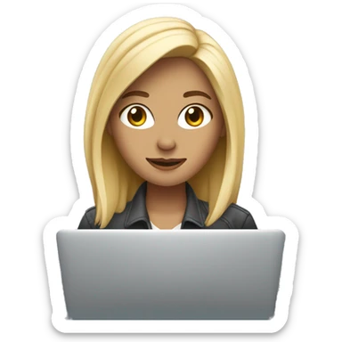 blonde female software engineer using Macbook sticker