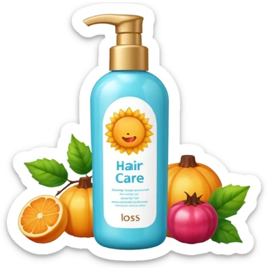 , flower)

bottle of hair care product with seasonal symbols around sticker